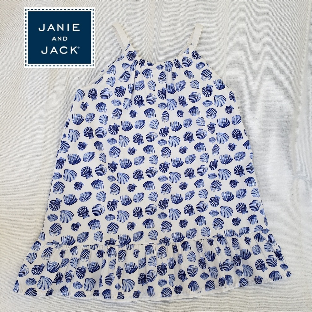 Janie and Jack Girl's Blue Seashell Dress 2T